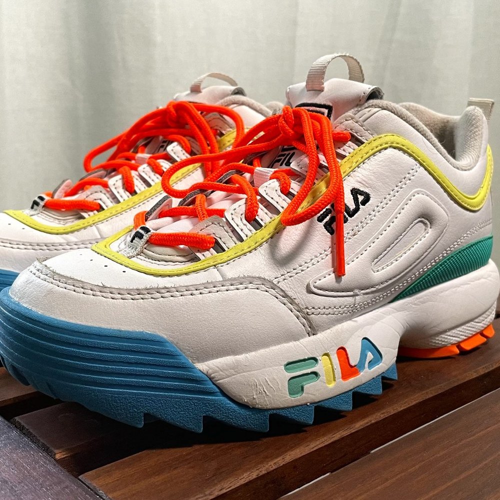 SOLD White Neon Fila Shoes Size 7 SOLD